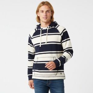 American Eagle Outfitters Striped Navy and Cream Long Sleeves Hoodie